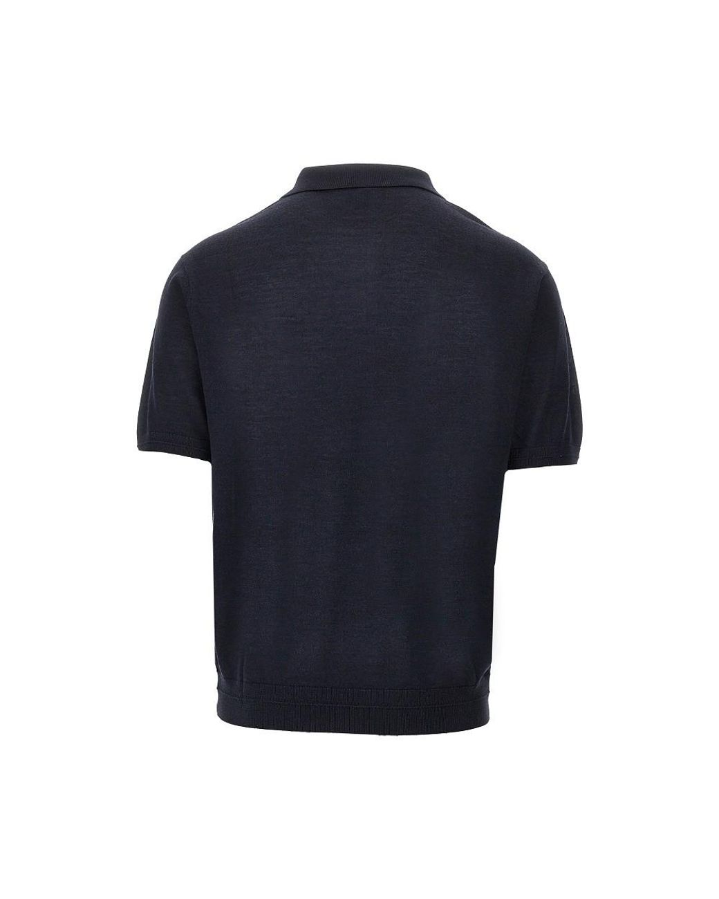 Emporio Armani Blue Virgin Wool And Silk Polo Shirt for men