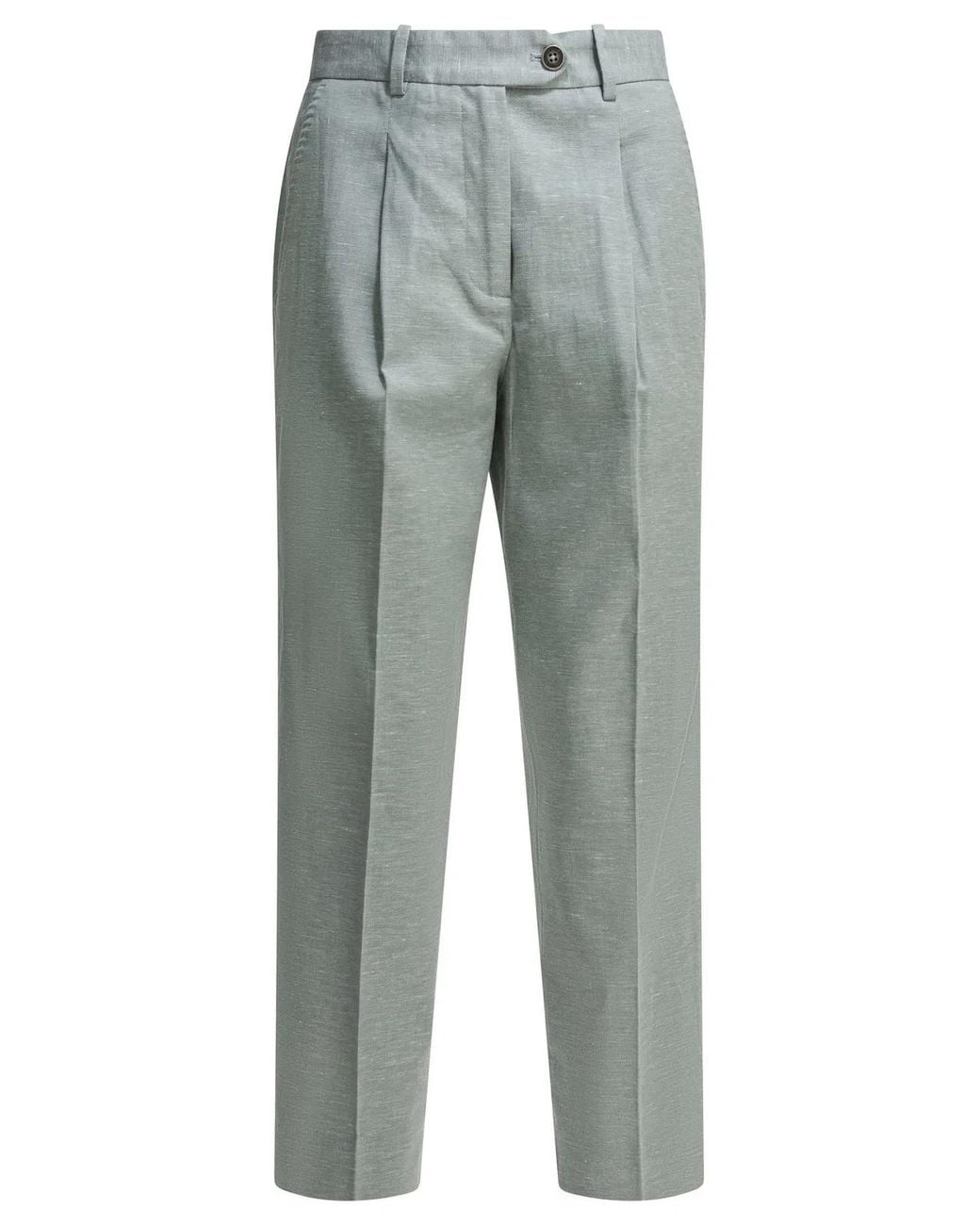 Circolo 1901 Gray Lightblue Cotton Linen Trousers