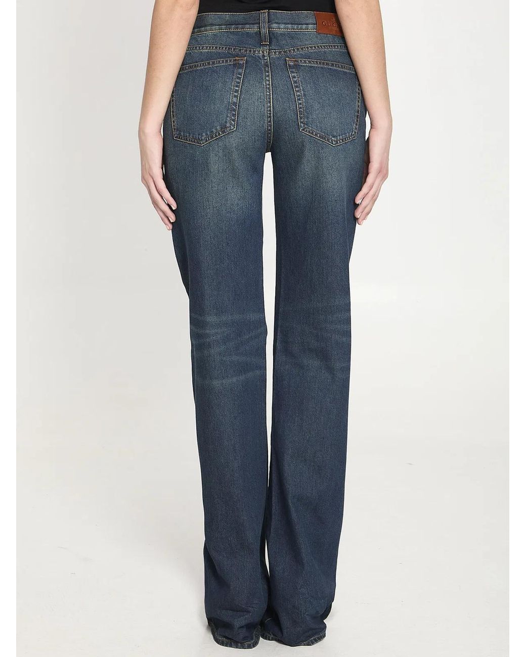 Gucci Blue Low Rise Bootcut Denim Pants
