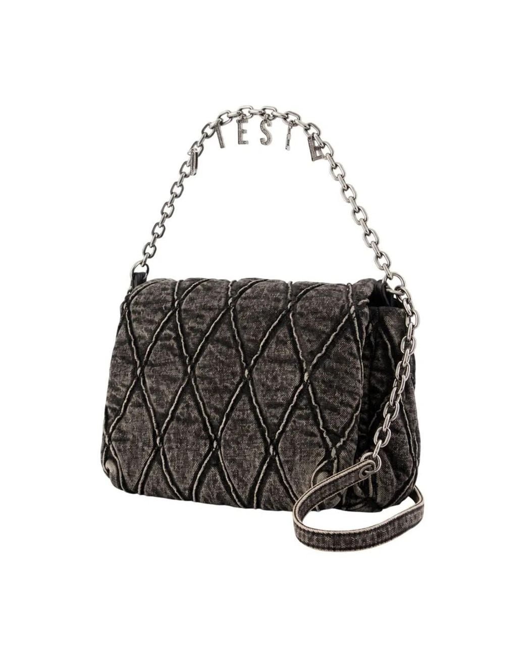 DIESEL Black Charm D Medium Shoulder Bag
