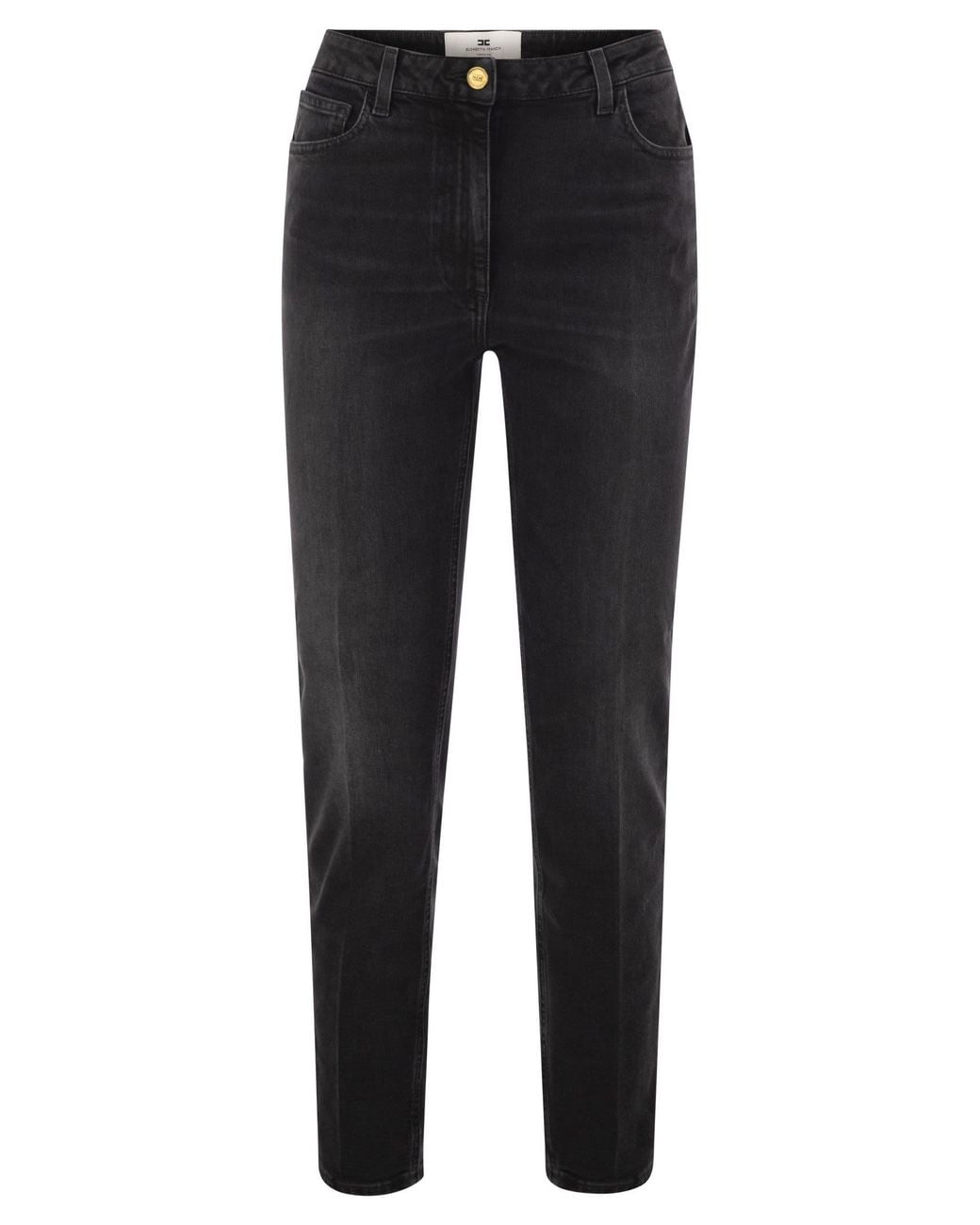 Elisabetta Franchi Black High-Waisted Slim-Fit Jeans