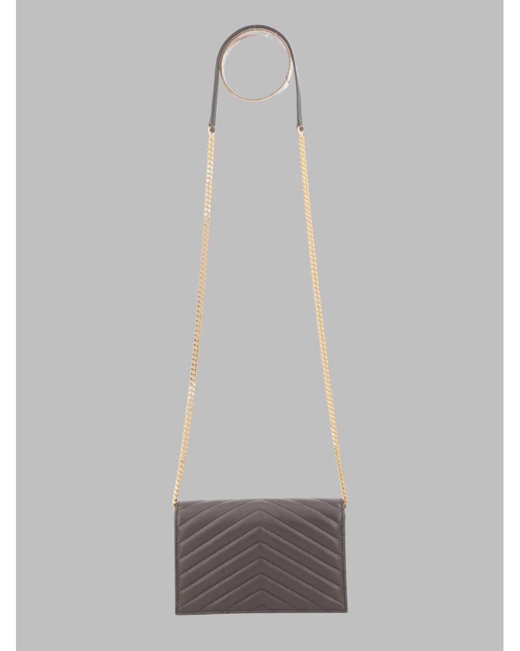Saint Laurent Gray Quilted Chain Shoulder Bag