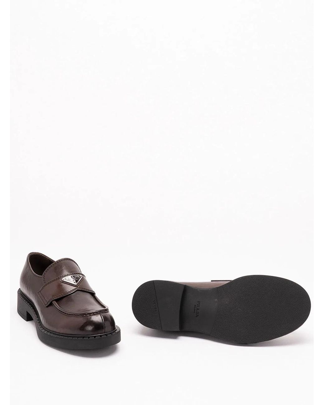 Prada Brown Chocolate Leather Loafers for men