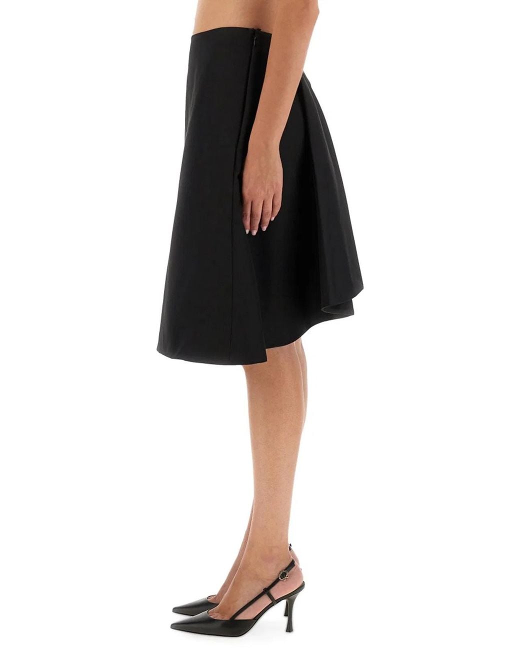 McQueen Black Flared Midi Skirt