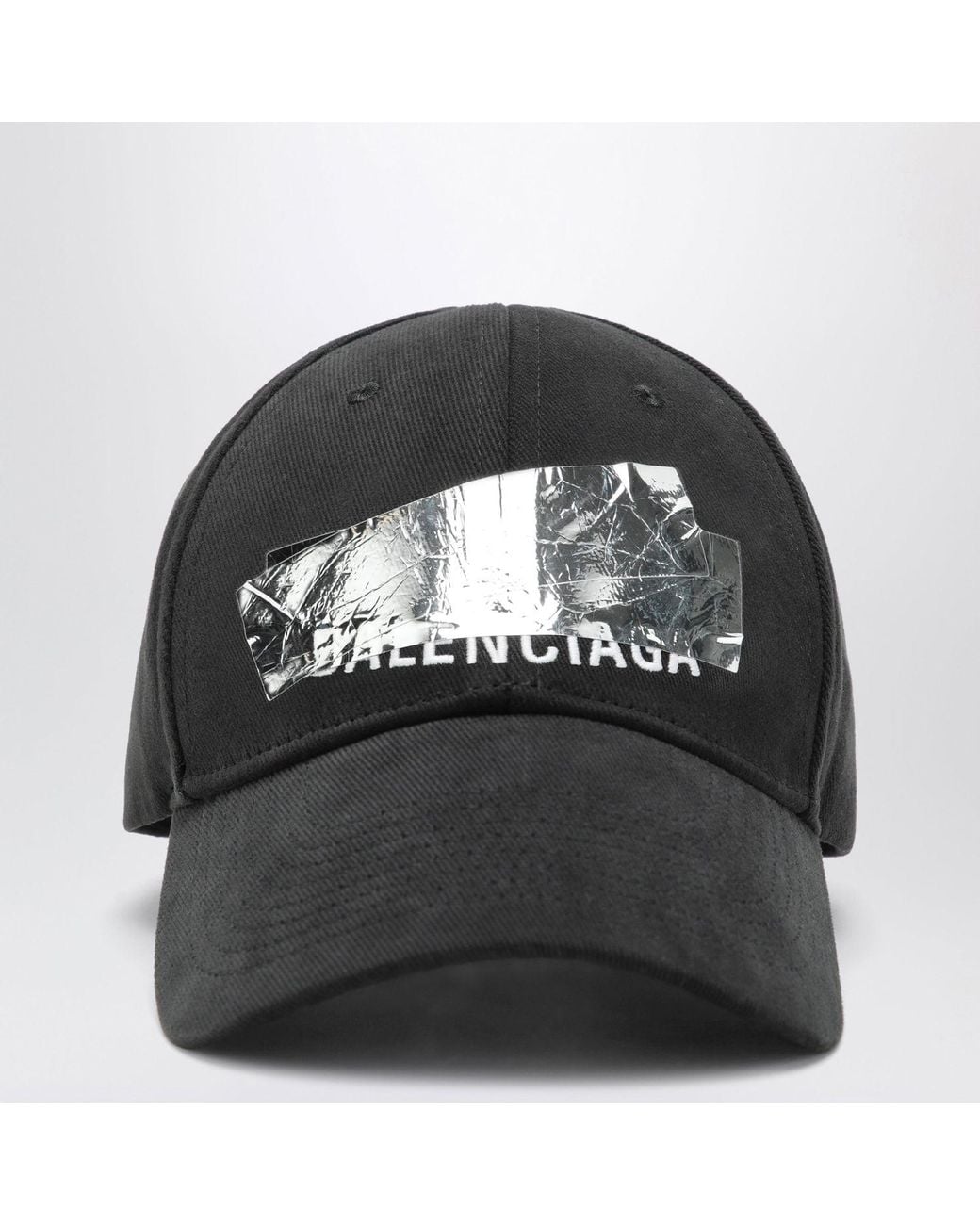 Balenciaga Black Baseball Cap With Graphic Logo Patch for men