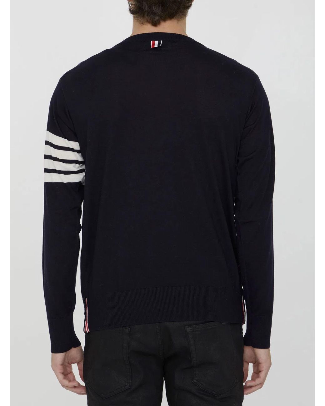 Thom Browne Black Wool 4-Bar Pullover for men