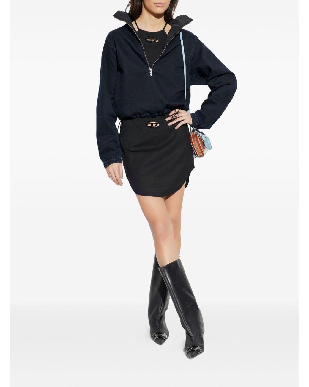 DIESEL Black Polyester Wool Elastane Shorts