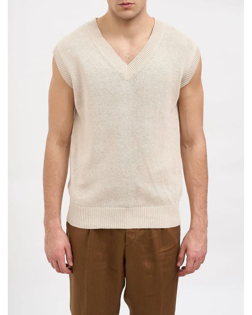 Daniele Alessandrini White Knitted Vest for men
