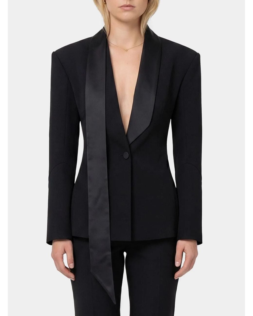 The Attico Black Single-Breasted Tuxedo Jacket
