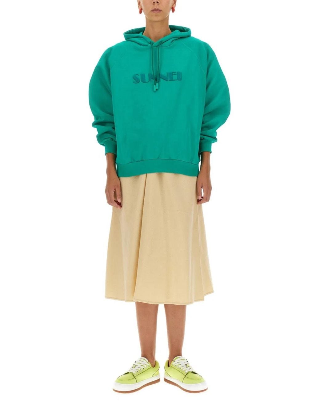 Sunnei Green Sweatshirt With Logo