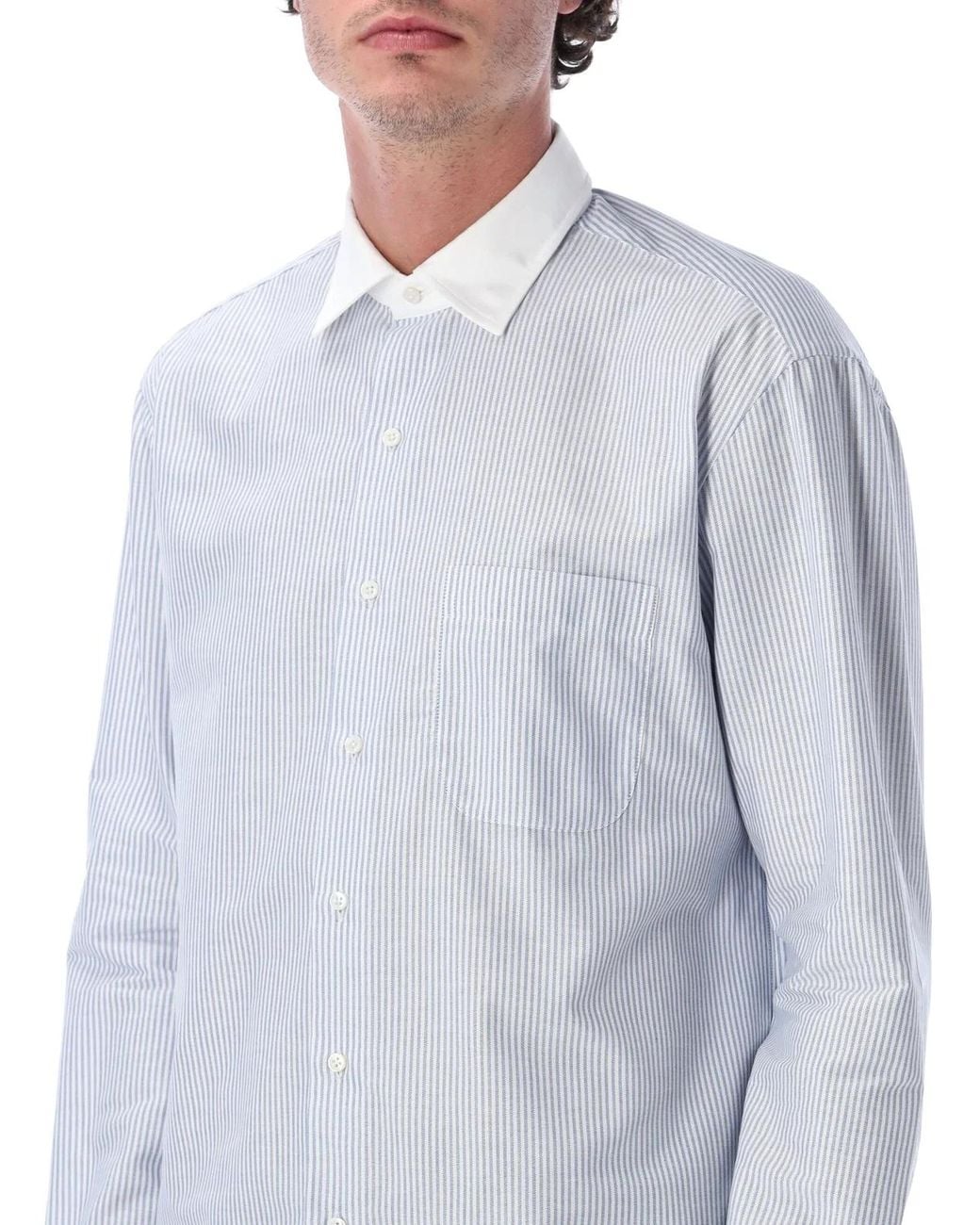 Salvatore Piccolo Blue Alberto Cotton Stripe Shirt for men