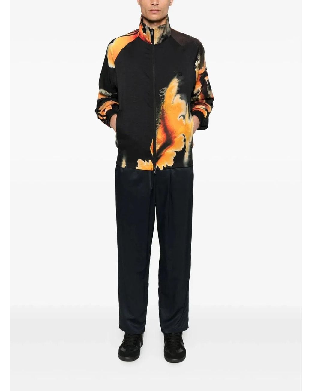 Y-3 Black Three-Stripe Cut And Sew Track Jacket for men