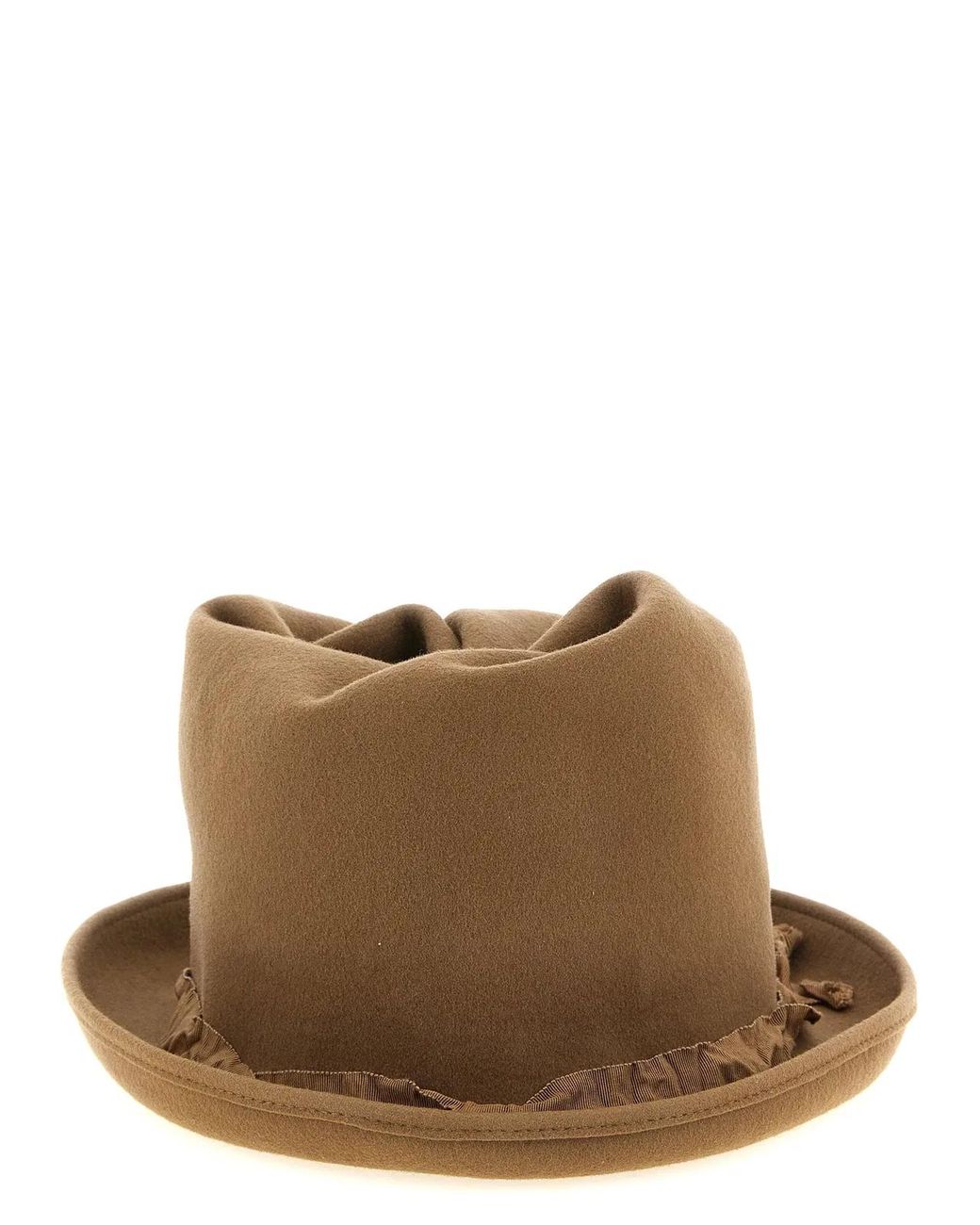 Yohji Yamamoto Brown Curled Crown Hat for men