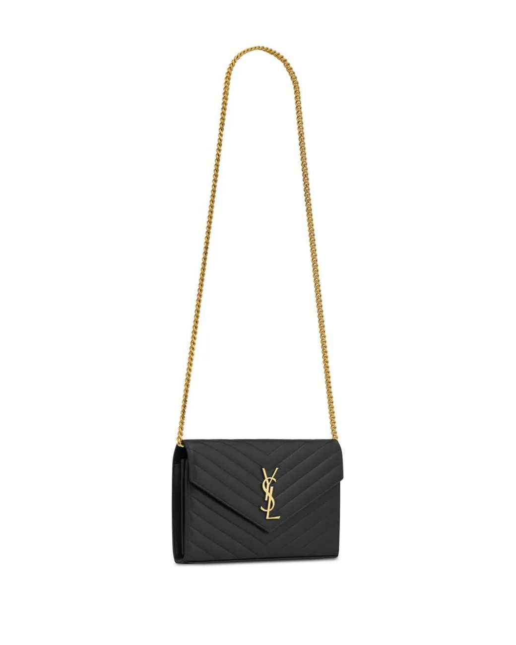 Saint Laurent White Cassandre Chain Wallet
