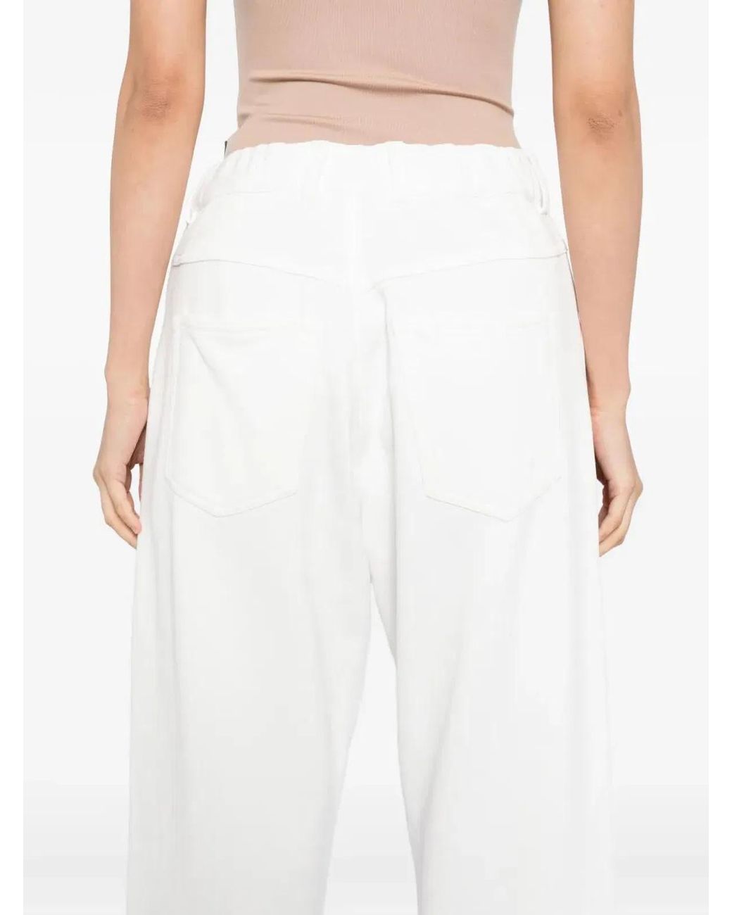 MM6 by Maison Margiela White Jersey Texture Trousers
