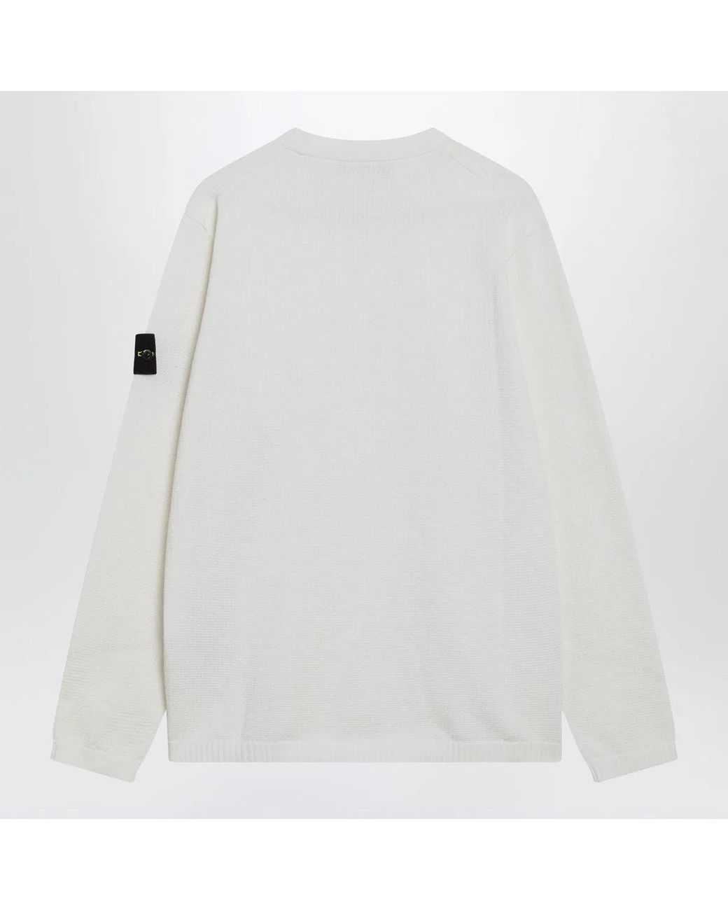 Stone Island White Cotton Sweater for men
