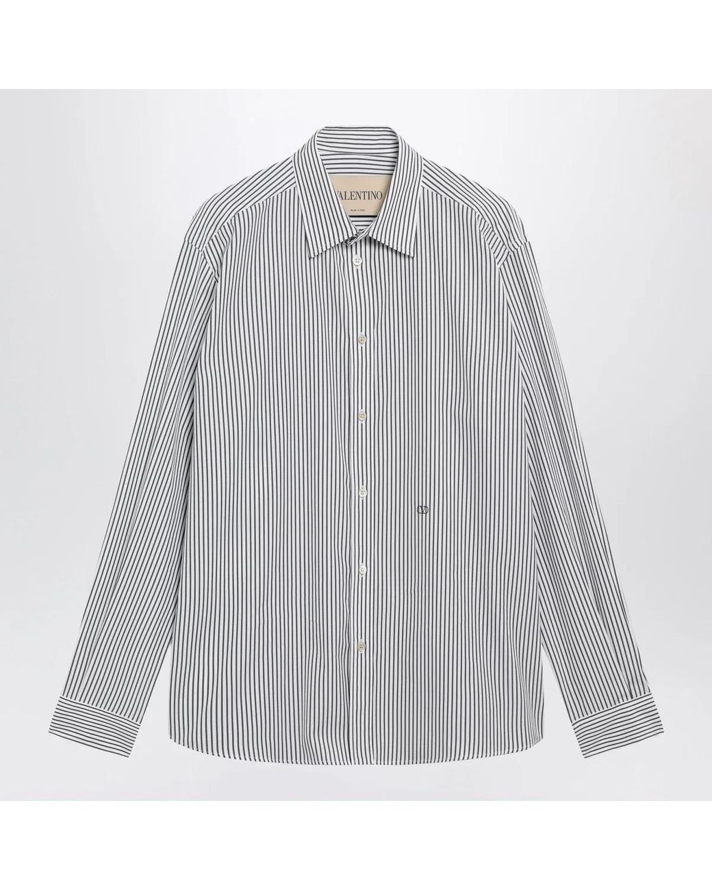 Valentino Gray Ivory/ Striped Shirt With Vlogo for men