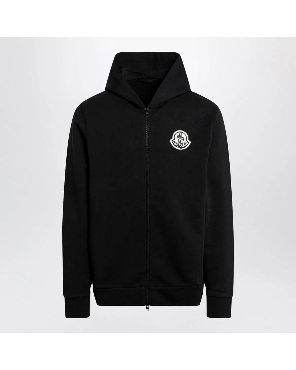 Moncler Black Cotton Hoodie With Logo for men