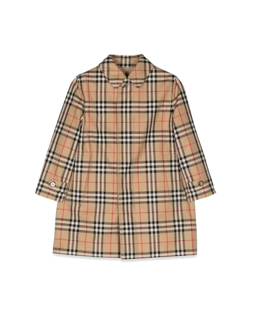 Burberry Natural Kids Checked Single-Breasted Coat