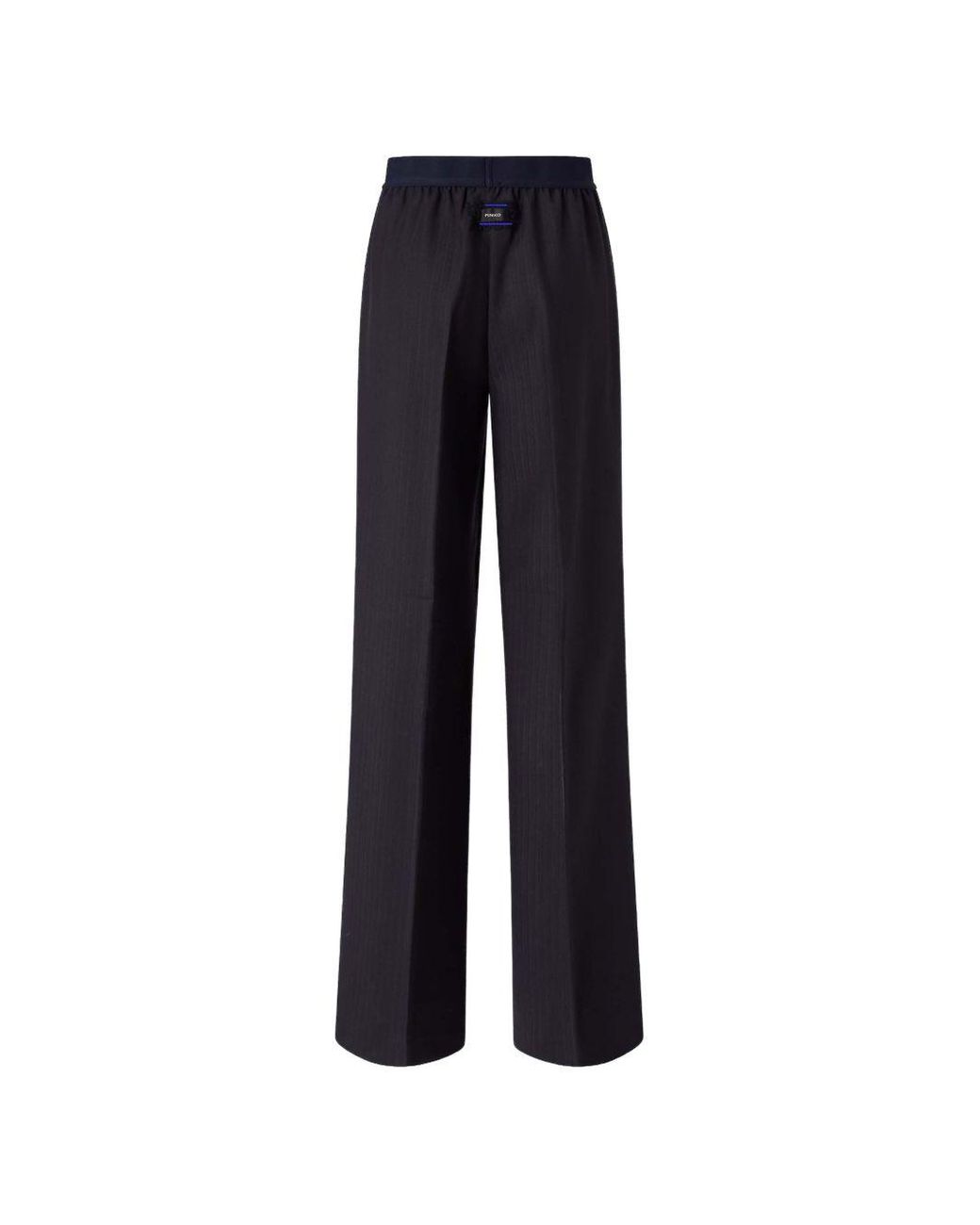 Pinko Blue Polyester Wool Trousers