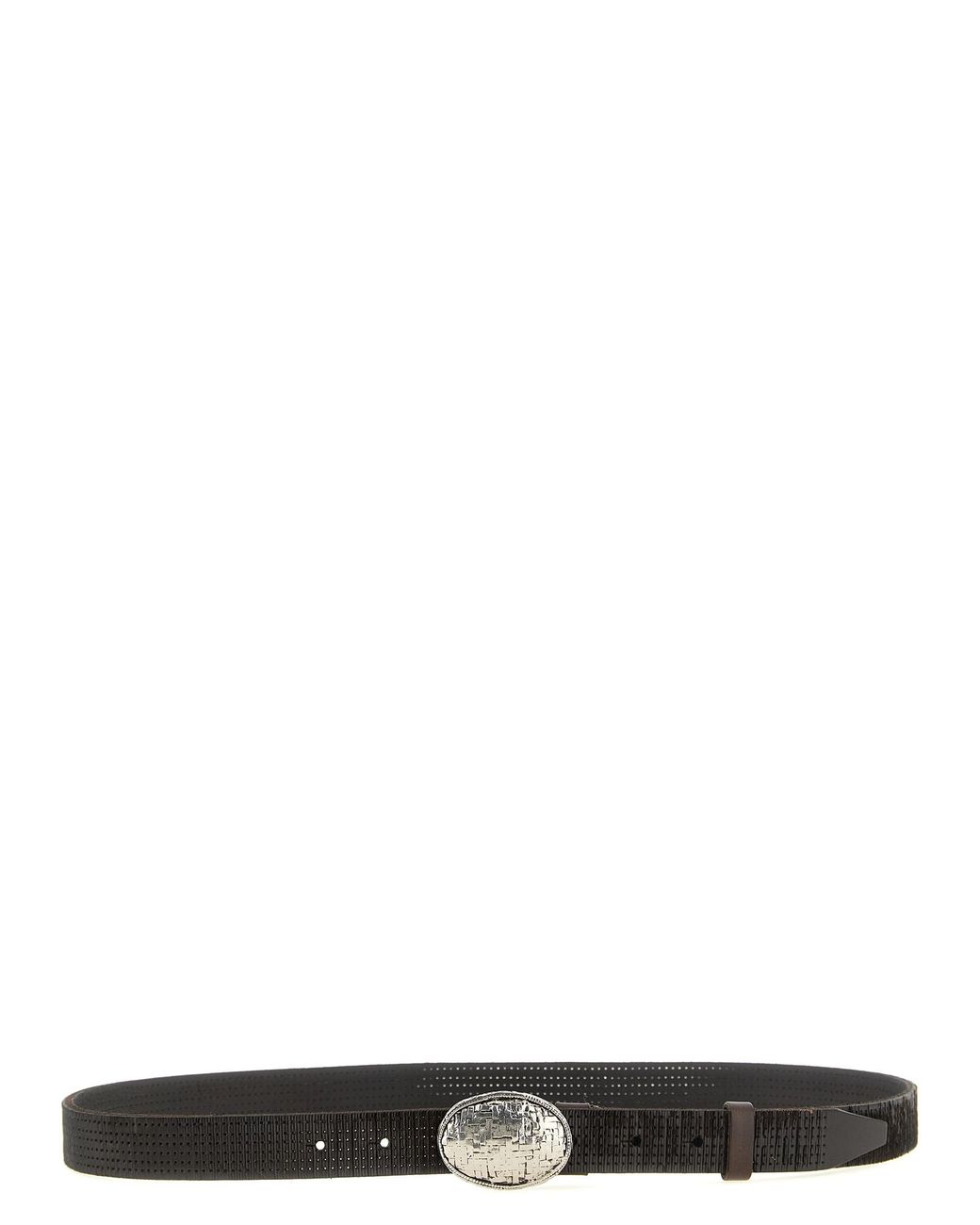 Brunello Cucinelli Black 'Texture' Leather Belt for men
