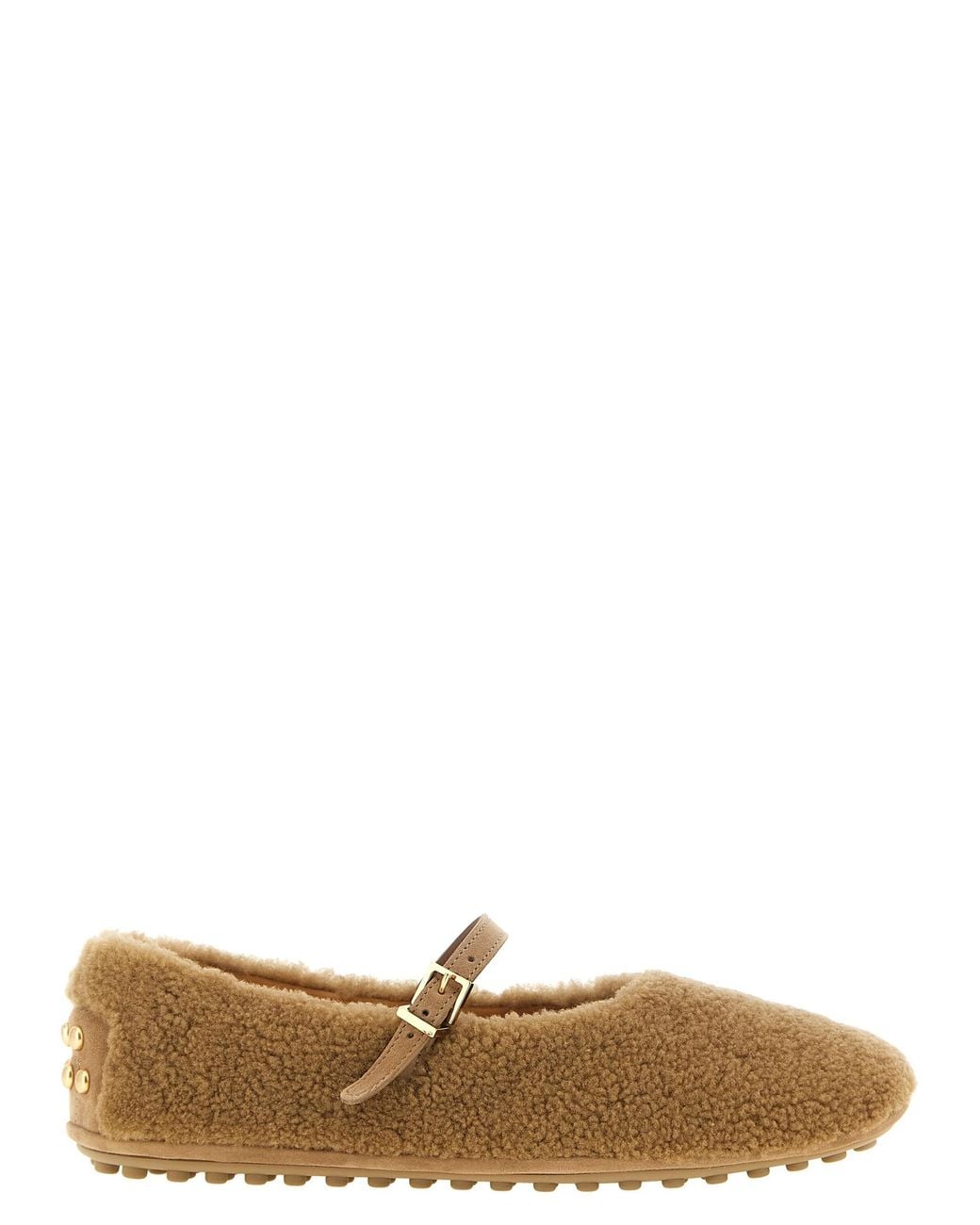 Tod's White 'Gommine' Sheepskin Ballet Flats