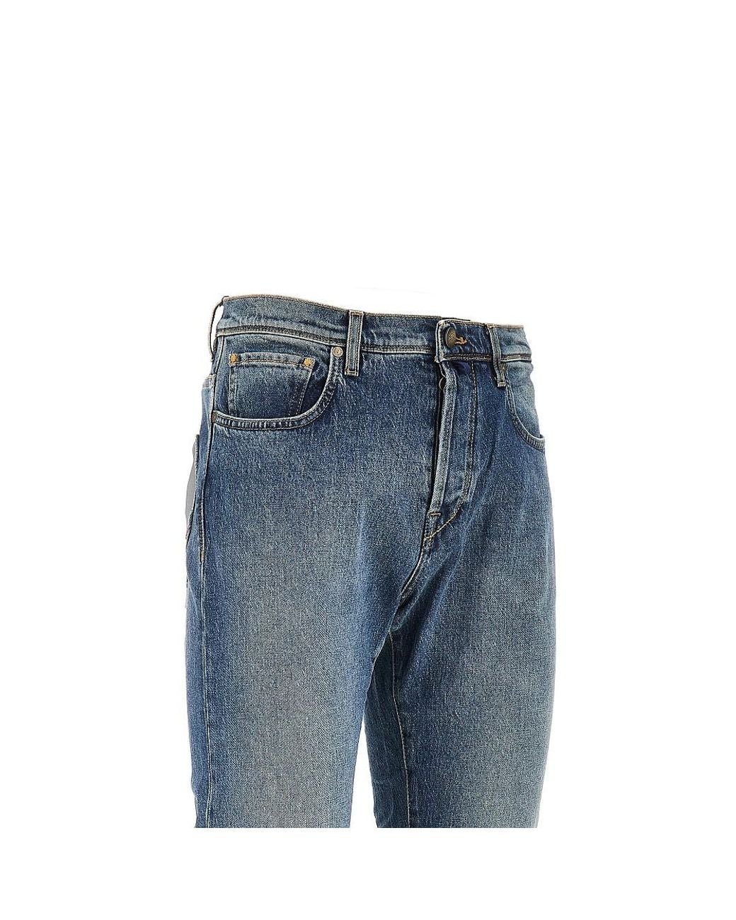 Incotex Blue Stretch Denim Tapered Fit Jeans for men