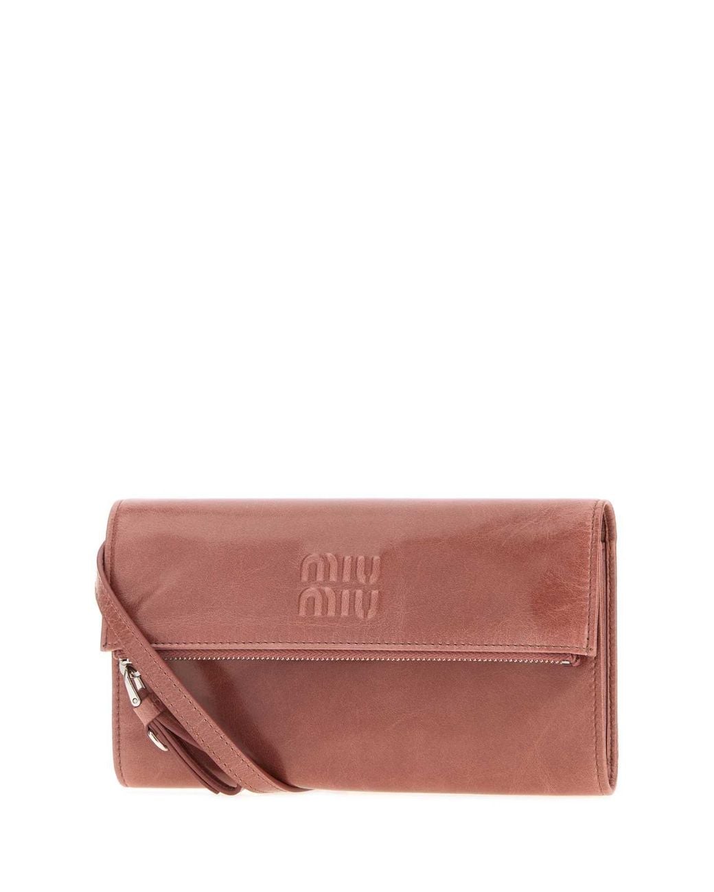 Miu Miu Red Antiqued Leather Pouch