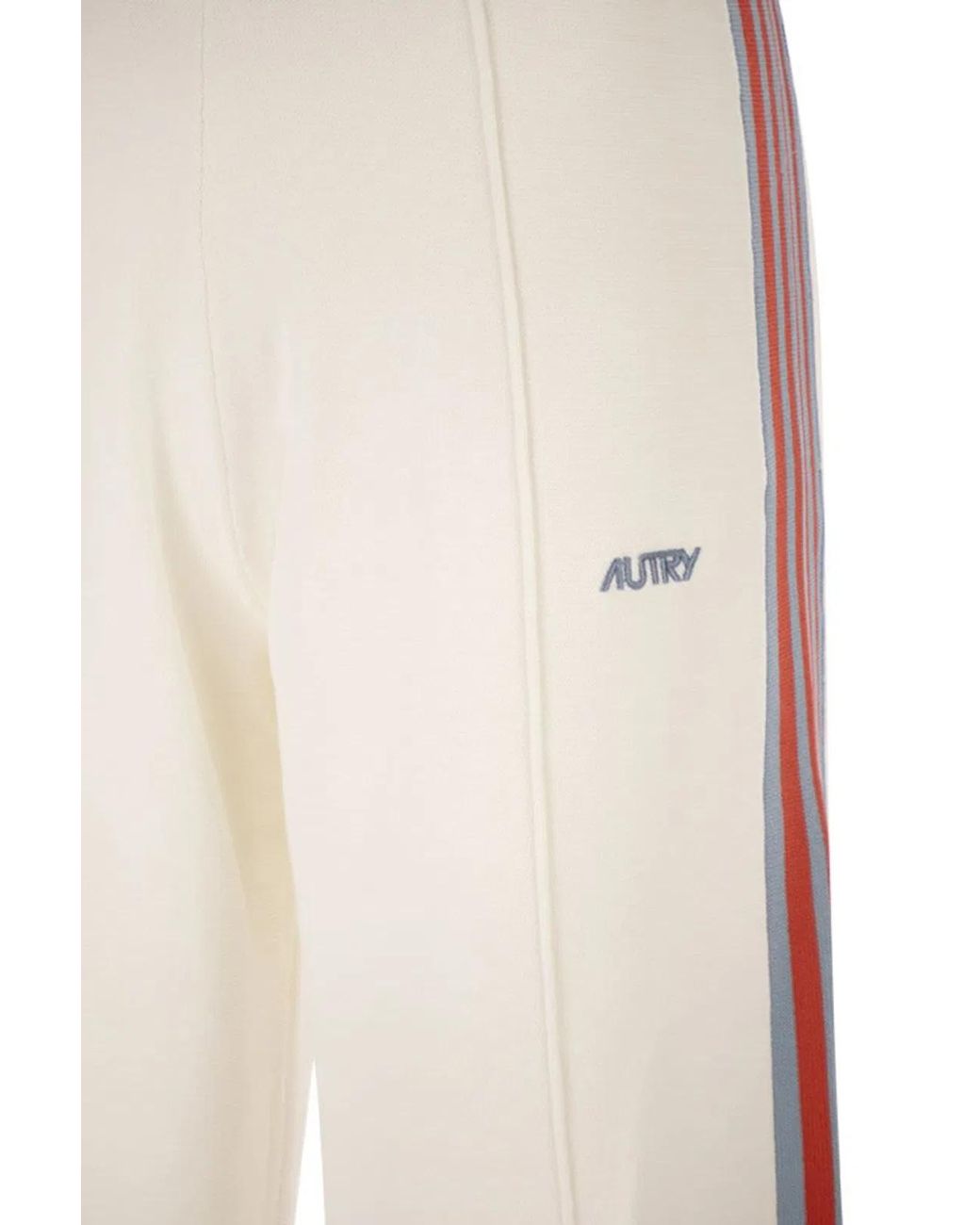Autry White Viscose Track Trousers With Side Stripes