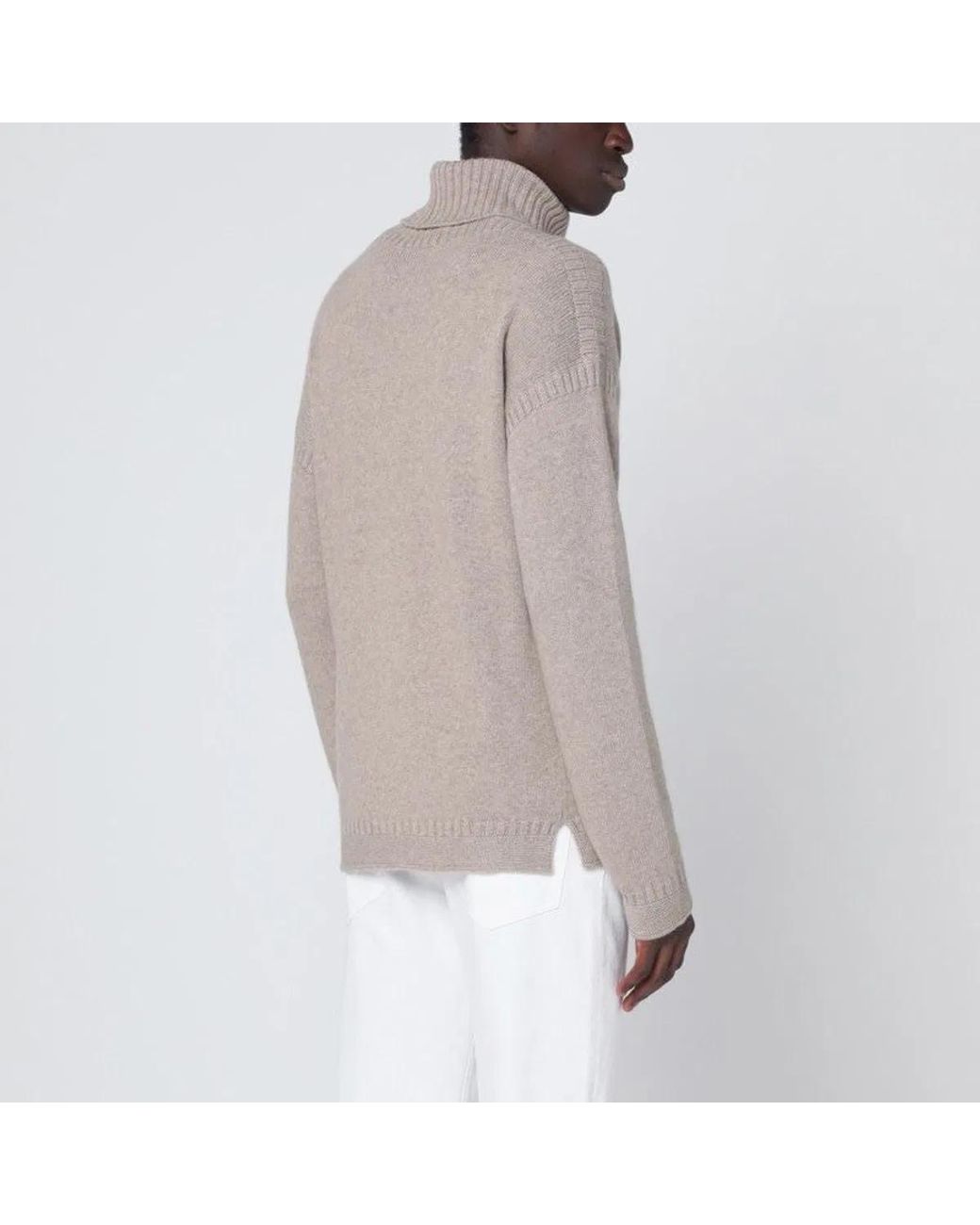 Loro Piana Brown Greige Cashmere Turtleneck Sweater for men