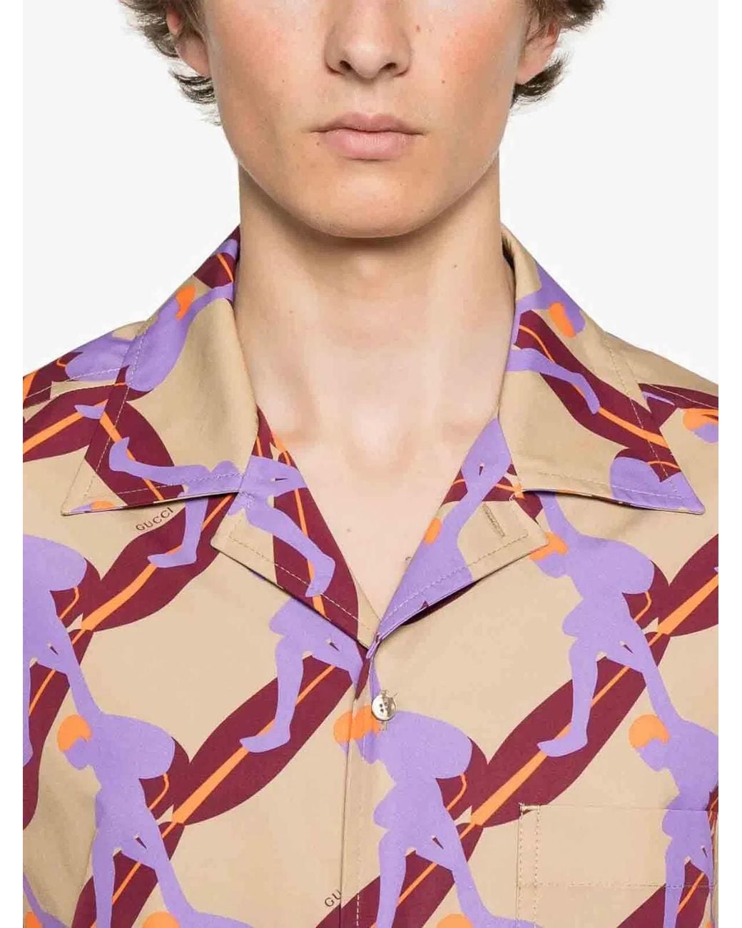 Gucci Pink 'Twisted Surf On Pop' Print Shirt for men