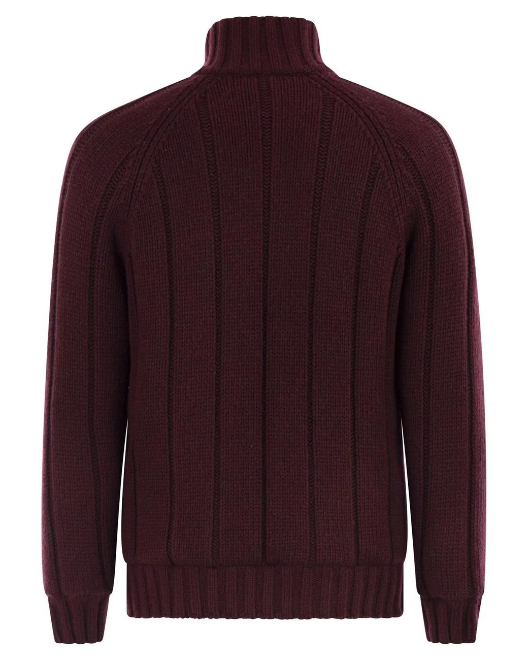 Brunello Cucinelli Red Cashmere Knit Down Jacket With Zip for men