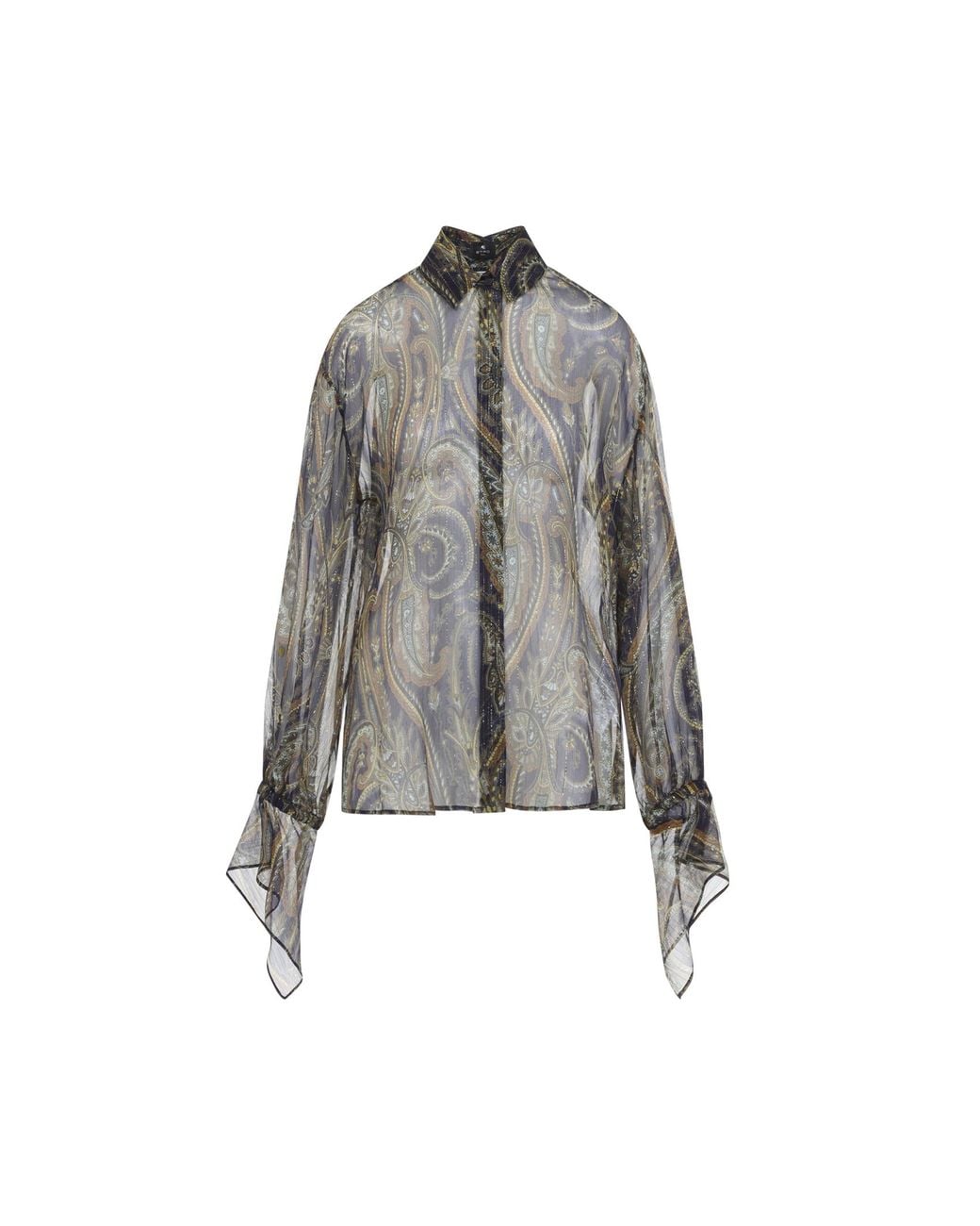 Etro Gray Multi Silk Shirt