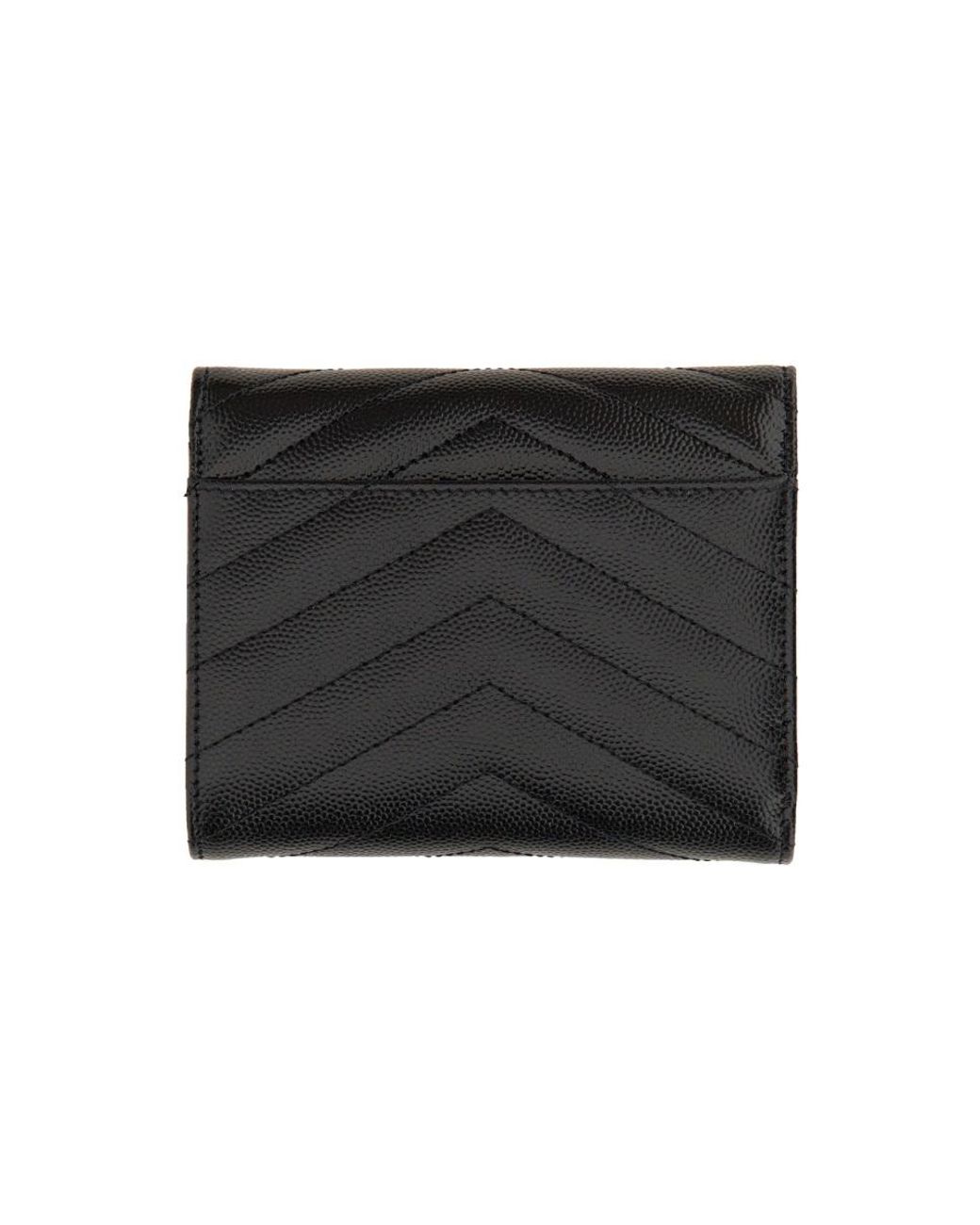 Saint Laurent White Cassandre Matelassé Compact Tri Fold Wallet
