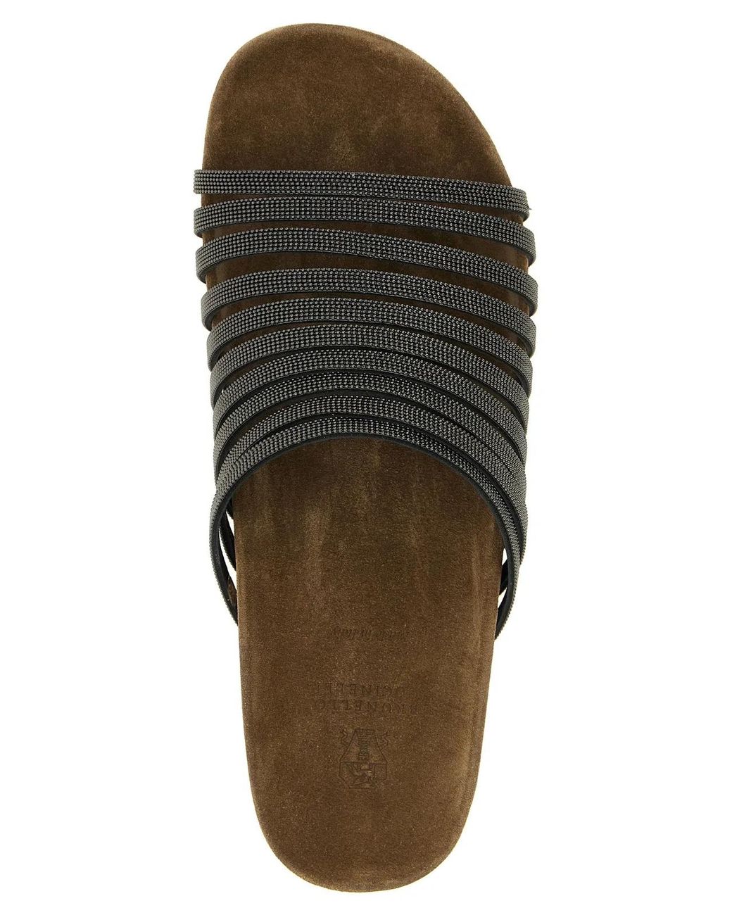Brunello Cucinelli Black Lamb Leather Slides Shoe