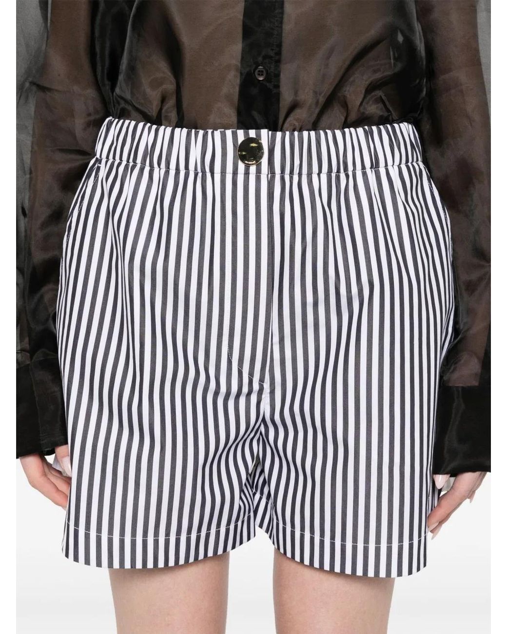 Max Mara Black Striped Cotton Shorts