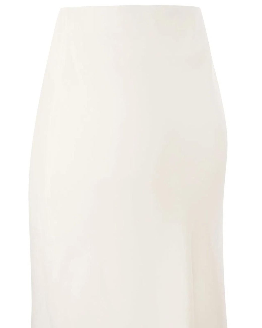 Brunello Cucinelli White Viscose And Linen Long Pencil Skirt