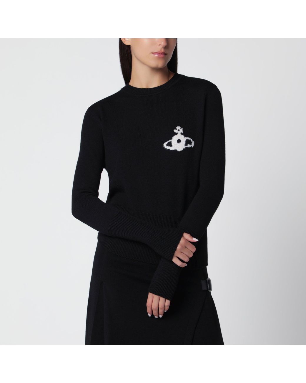 Vivienne Westwood Black Jumper With Embroidered Orb Logo