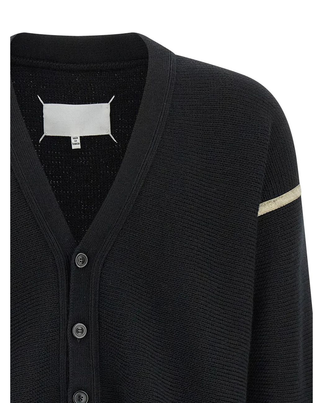 Maison Margiela Black Elbow Patch Cardigan for men