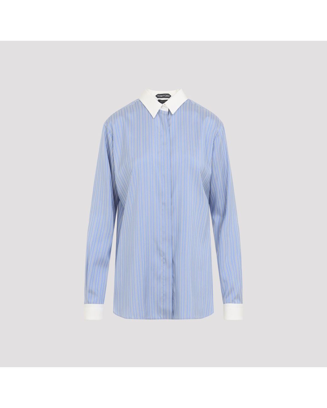 Tom Ford Blue Combo Light Striped Silk Shirt