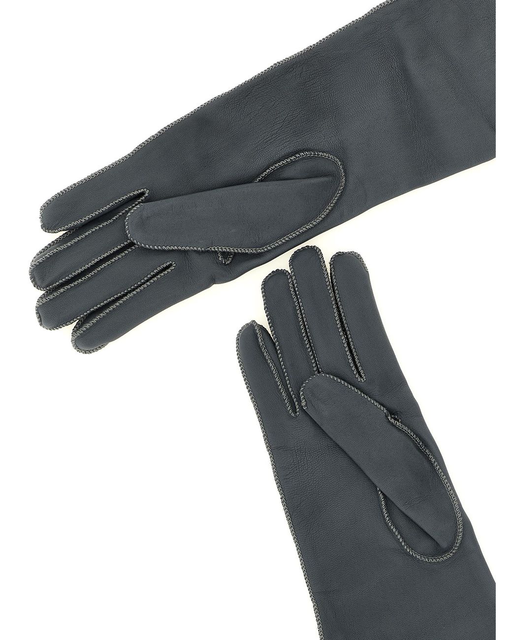 Agnona Gray Long Leather Gloves