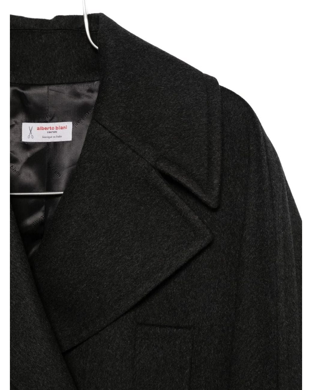 Alberto Biani Black Wool Double-Breasted Coat
