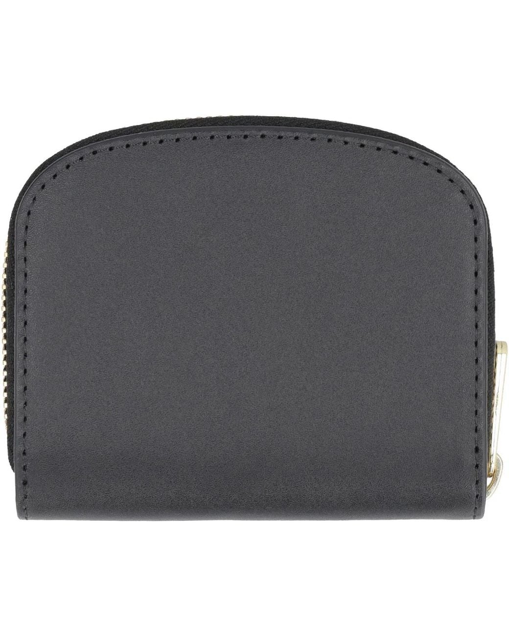 A.P.C. Gray Demi Lune Mini Leather Wallet