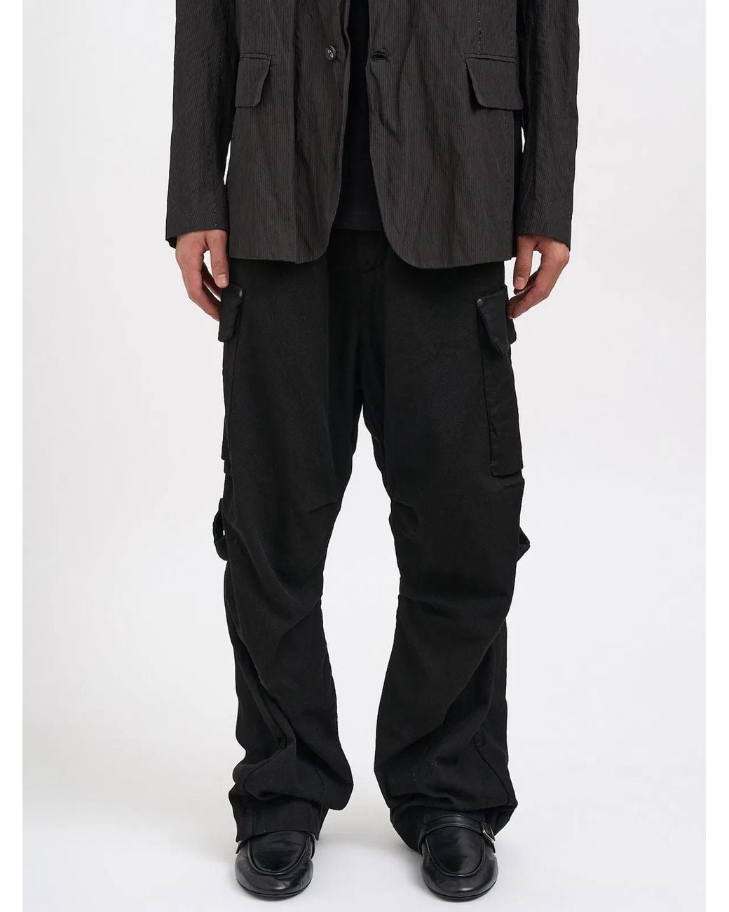 Masnada Black Stretch Cotton Oversized Pants for men