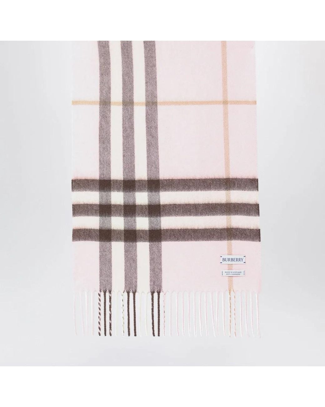 Burberry Pink Cashmere Scarf With A Checked Pattern