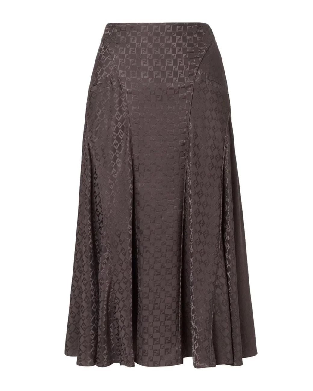 Fendi Brown Skirt Ff Silk