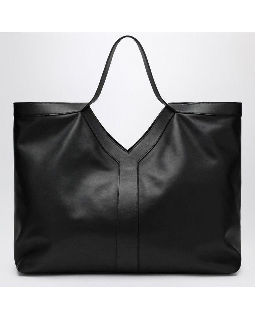 Saint Laurent Black Maxi Y Tote Bag Pebbled Leather for men