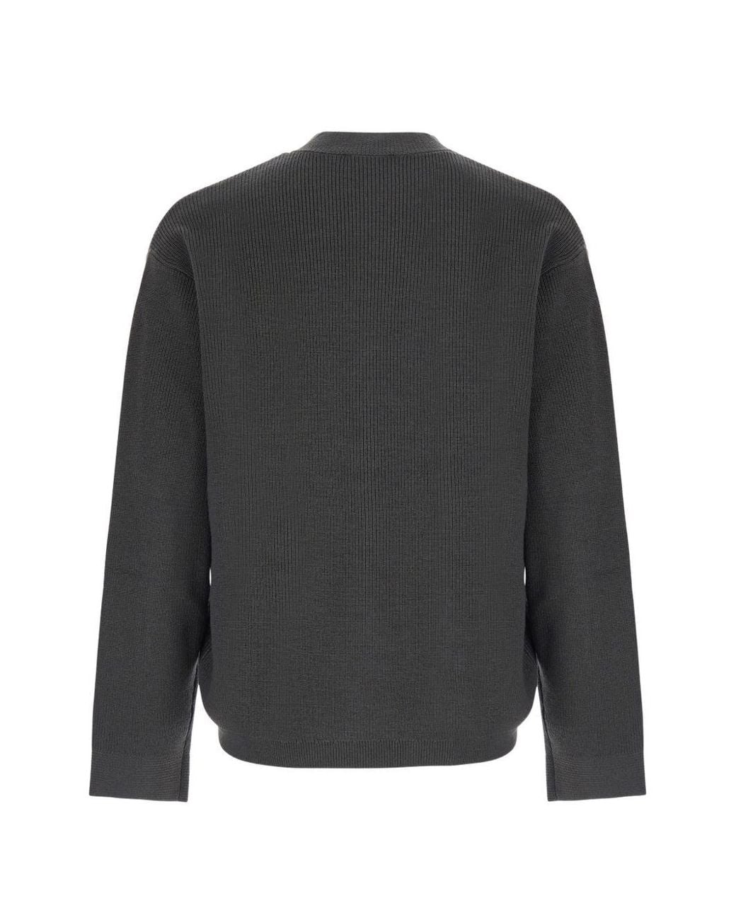 Emporio Armani Gray Wool Zipped Cardigan for men