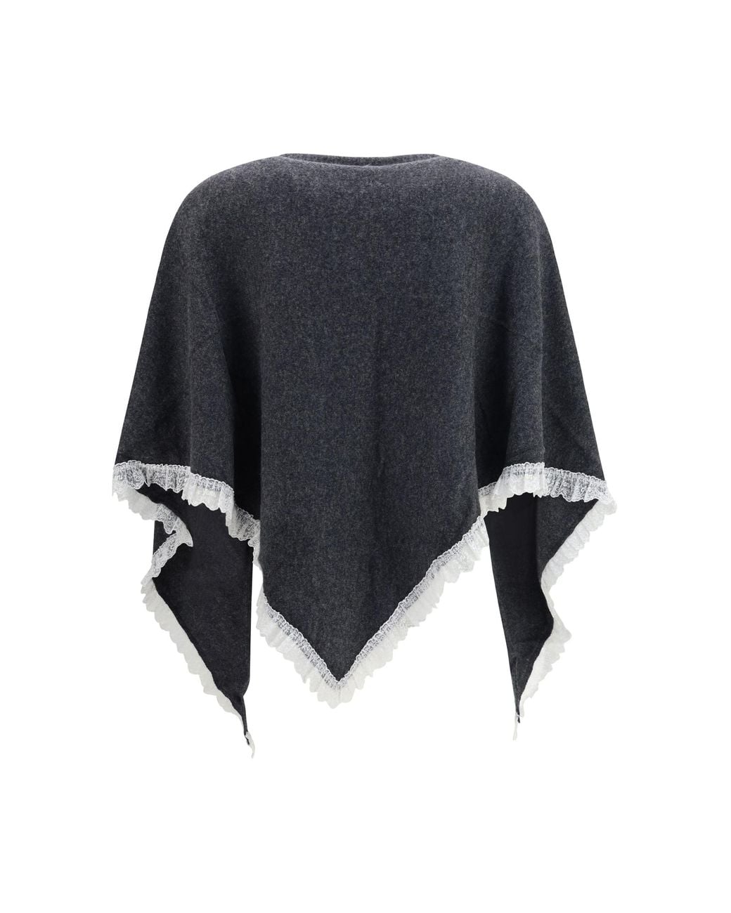 Ganni Blue Openwork Wool Cape