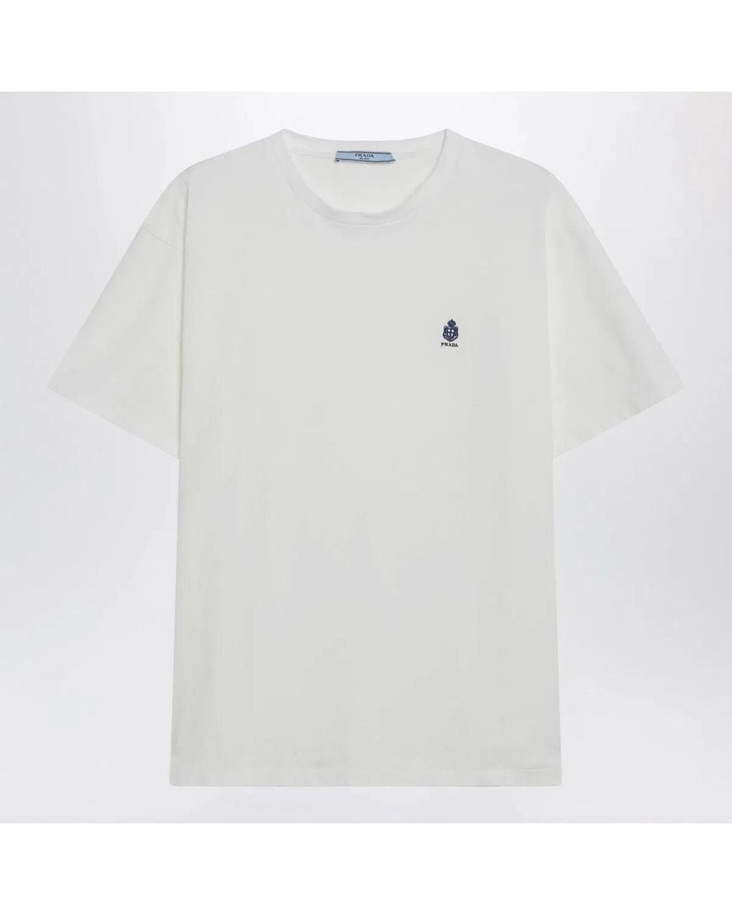 Prada White Garmentdyed Jersey Tshirt